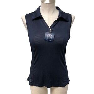 The Bubble Polo Shirt Womens XS Navy Blue Sleeveless Performance Golf Top Active
